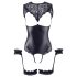 Cottelli Bondage - Glanzend open body en polsboeien (zwart) - M