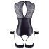 Cottelli Bondage - Glanzend open body en polsboeien (zwart) - M