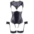 Cottelli Bondage - open body met boeien - glanzend zwart - XL