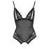 Cottelli - Kanten body met parels & open design (zwart) - M