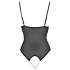 Cottelli - Kanten body met parels & open design (zwart) - M