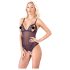 Cottelli - Kanten body met parels & open design (zwart) - L