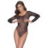 NO:XQSE - lange mouwen, glinsterend netstof body - zwart (S-L)