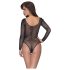 NO:XQSE - lange mouwen, glinsterend netstof body - zwart (S-L)