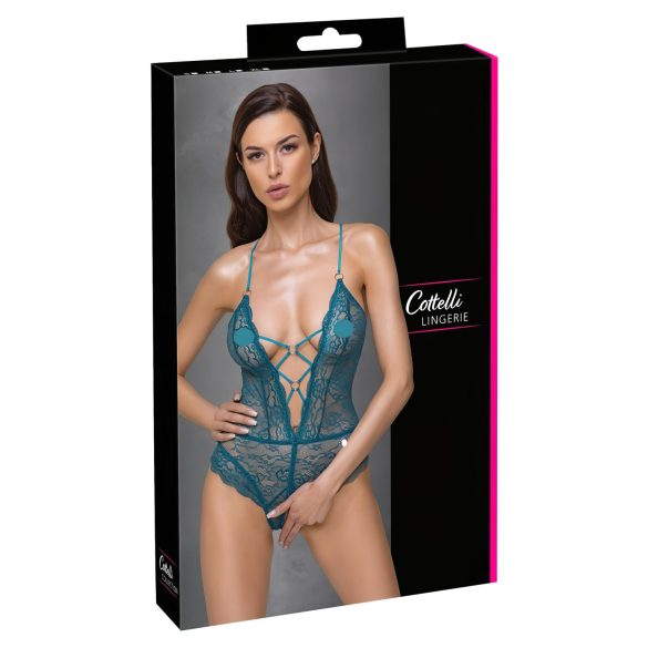 Cottelli - Verleidelijke open kanten body (groen) - XL
