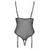 Cottelli - kanten body met jarretels, open ontwerp (zwart)