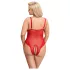 Cottelli Curves - bodysuit grote maten - transparant kant - rood