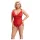 Cottelli Curves - bodysuit grote maten - transparant kant - rood - 2XL