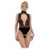 Abierta Fina - Open kanten body met strass (zwart)