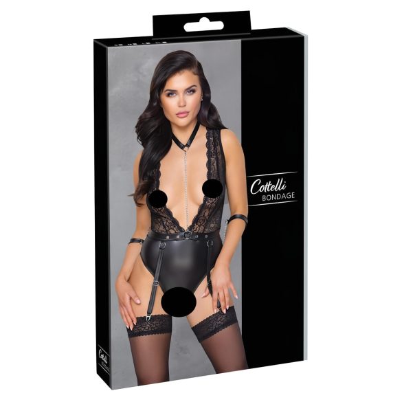 Cottelli Bondage - kanten halterbody (zwart)