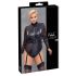 Cottelli Bondage Plus Size - kanten body met lange mouwen (zwart)