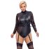 Cottelli Bondage Plus Size - kanten body met lange mouwen (zwart)