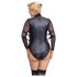 Cottelli Bondage Plus Size - kanten body met lange mouwen (zwart)