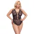 Cottelli Curves - plus size body - transparant met patroon - zwart