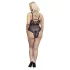 Cottelli Curves - plus size body - transparant met patroon - zwart