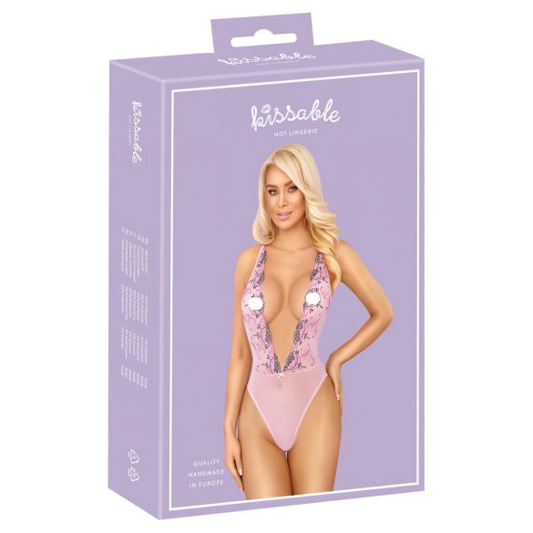 Kissable - roze body met rozenborduursel