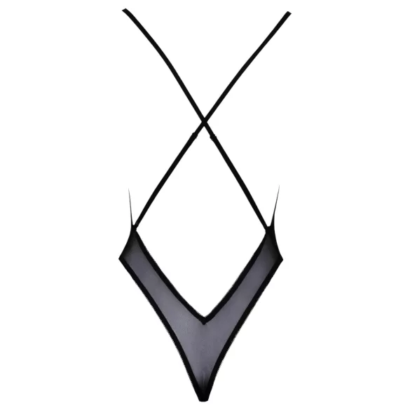 Kissable - roze geborduurde body (zwart)