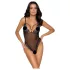 Cottelli - open geborduurde kanten body - zwart-paars - L