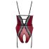 Abierta Fina - Open body met jarretels (zwart-rood) - M