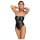 Cottelli Bondage - glanzende body + arm- en halsfixatie (zwart)