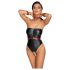 Cottelli Bondage - glanzend body met polsboeien (zwart)