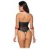 Cottelli Bondage - glanzend body met polsboeien (zwart) - M