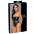 Cottelli Bondage - glanzende body + arm- en halsfixatie (zwart) - L