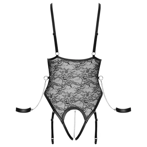 Cottelli Bondage - open body met boeien - zwart - L