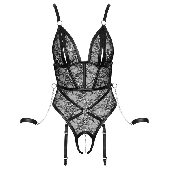 Cottelli Bondage - open body met boeien - zwart - L