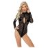 Noir - luipaardprint, lange mouwen body (zwart) - M