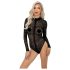 Noir - luipaardprint, lange mouwen body (zwart) - M