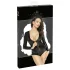 Noir - dames body - lange mouw - glanzend zwart - XL