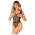 Obsessive - open mesh bodysuit - transparant - zwart - S-L