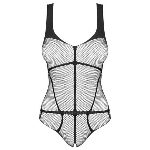 Obsessive - open mesh bodysuit - transparant - zwart - S-L