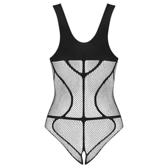 Obsessive - open mesh bodysuit - transparant - zwart - S-L