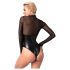 Noir - Glanzend Body met Transparante Inzet (Zwart) - L