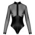 Noir - Glanzend Body met Transparante Inzet (Zwart) - L