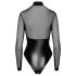 Noir - Glanzend Body met Transparante Inzet (Zwart) - L