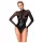 Noir - bodysuit - transparant inzetstuk - glanzend zwart - XL