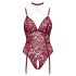 Cottelli Curves - lingerie body met ketting - kant - rood