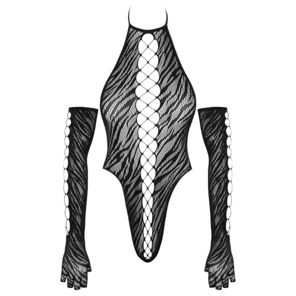 Cottelli - body met handschoenen - zwart - S-L