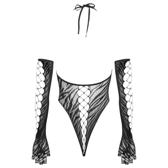 Cottelli - body met handschoenen - zwart - S-L