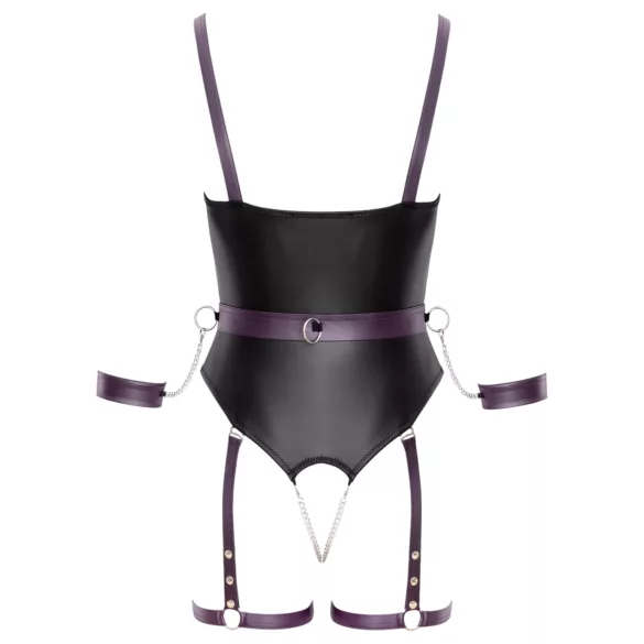 Cottelli - open bondage body met boeien - zwart - L