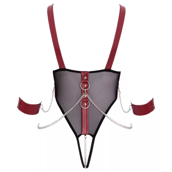 Cottelli Bondage - open body met bandjes en ketting - zwart - M