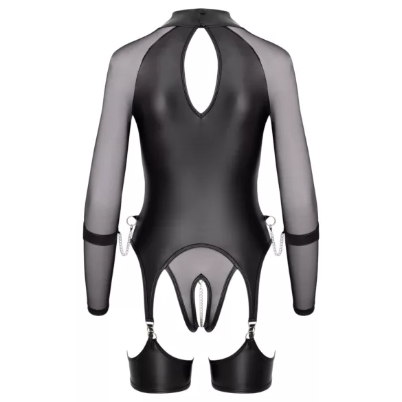 Cottelli Bondage - transparant top met handboeien - zwart