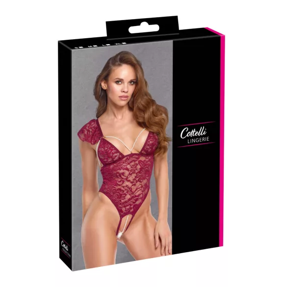 Cottelli - body met kant en parels - rood
