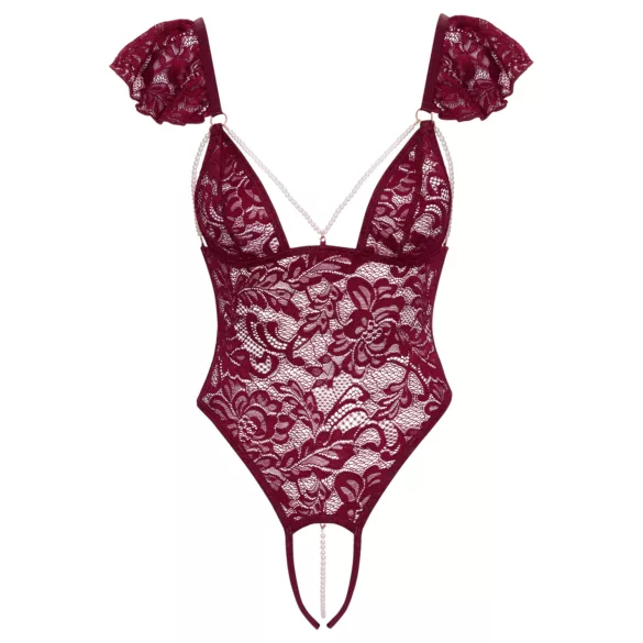 Cottelli - body met kant en parels - rood - M