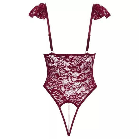 Cottelli - body met kant en parels - rood - M