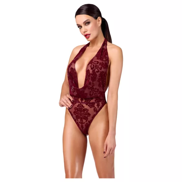 Noir Kink Royal - damesbody - transparant - rood - L