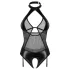 Obsessive Dominna - dames body - transparant glanzend - zwart